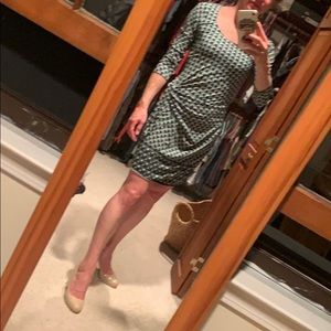 Dress, green, black, white pattern